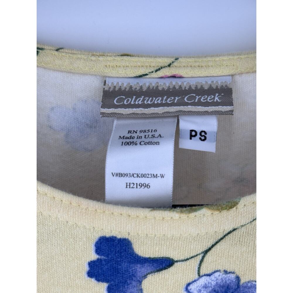 Vtg Coldwater Creek Midi Dress Yellow Floral Cottagecore 90s Feminine Easter - Picture 6 of 12